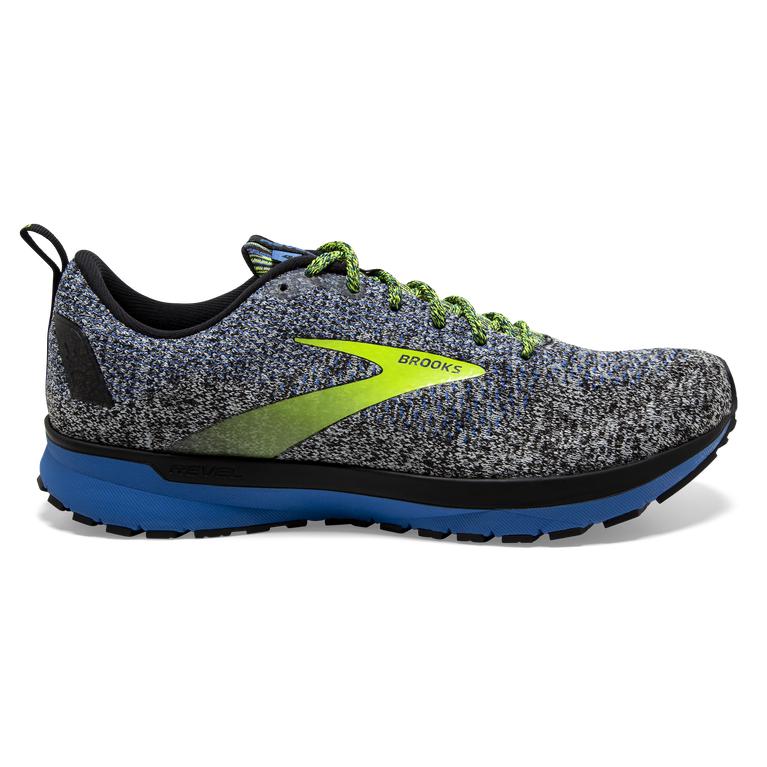 Brooks REVEL 4 Road Running Shoes Mens Canada - Black/Blue/GreenYellow/Nightlife (RBN428713)